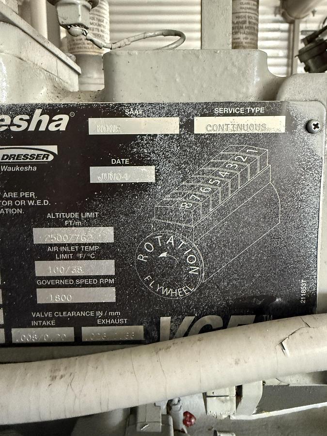 Used 620 HP Waukeshau H24GL Driven Ariel JG2 Compressor