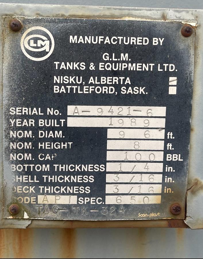 Used 100 BBL Pop Tank