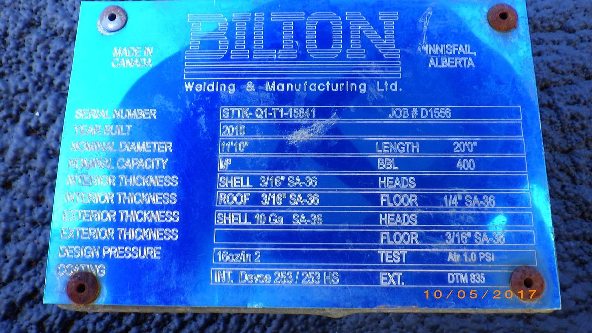 Used 400 BBL Double Wall L-Skidded, EnviroVaullt Heated, Insulated & Internally Coated Tank