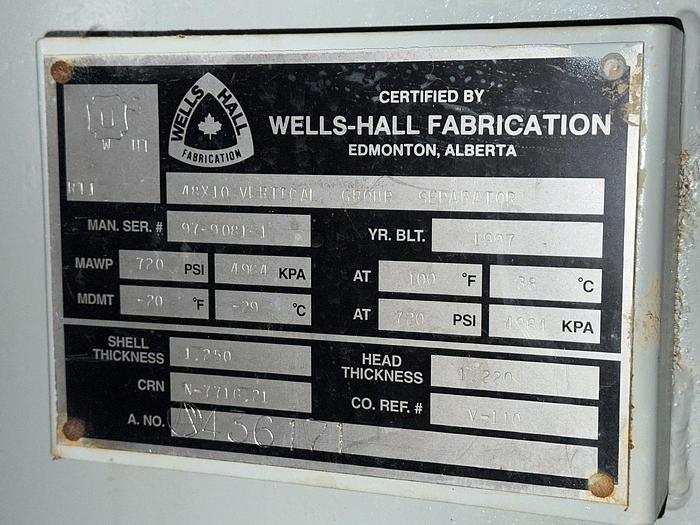 Used 48" 720 PSI Group Separator with 36" 720 PSI Test Separator and 8 Well Inlet Header
