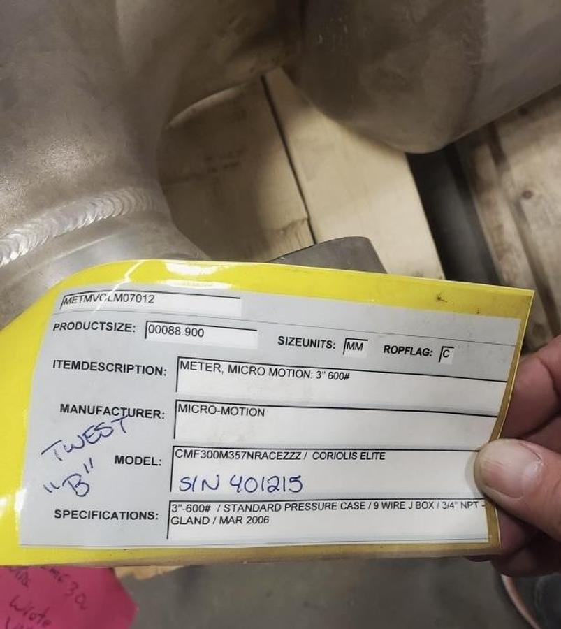 Micro Motion 3" 600 ANSI Coriolis Meter
