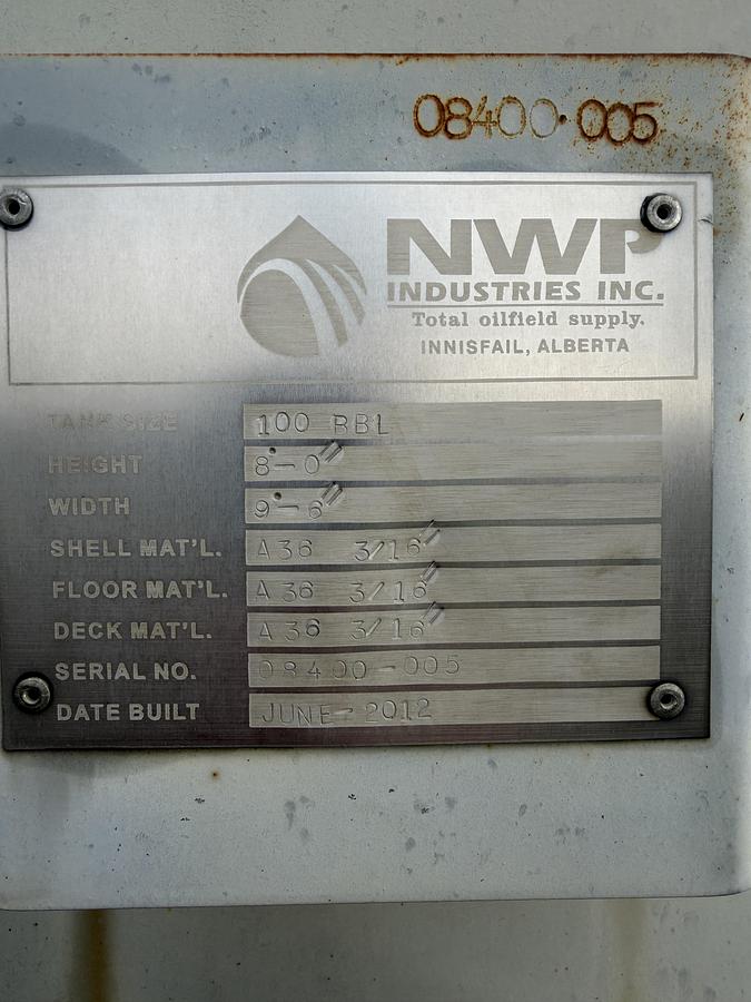 100 BBL Single Wall Tank #16266