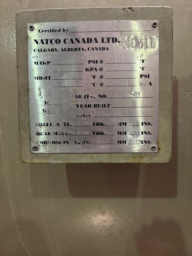Refurbished 42" 2106 PSI Horizontal Separator Vessel