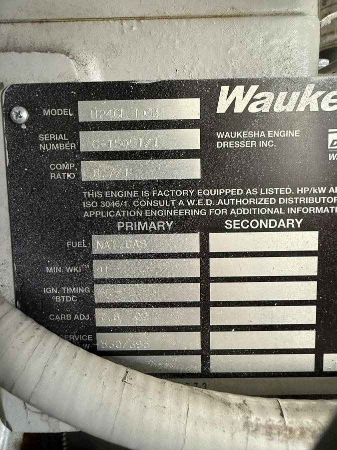 Used 620 HP Waukeshau H24GL Driven Ariel JG2 Compressor