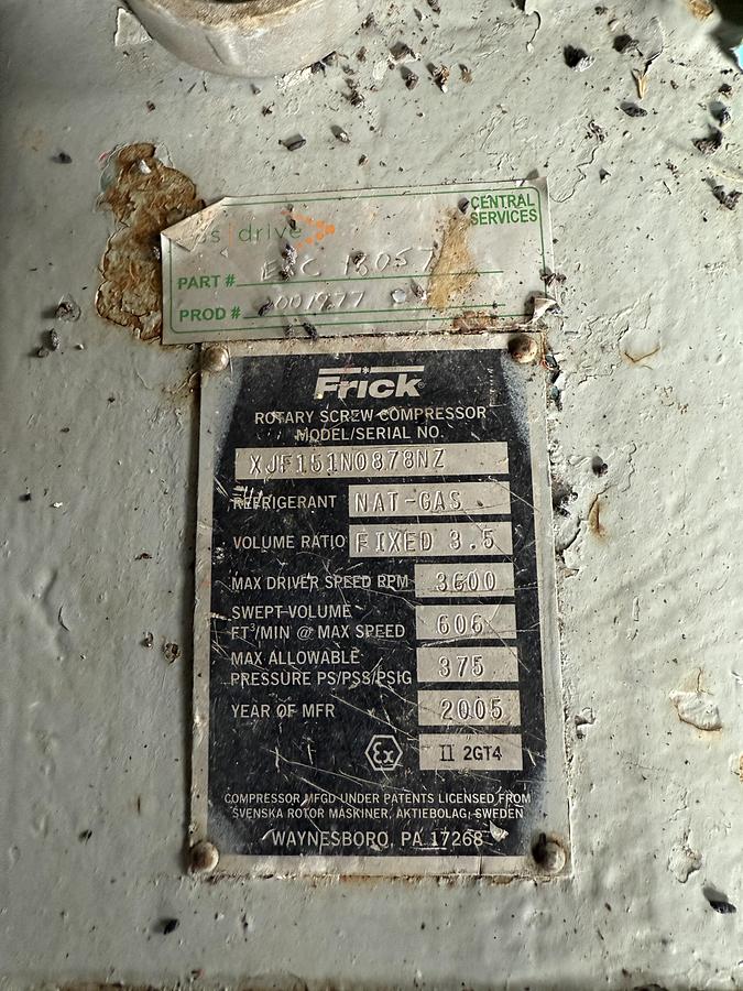 Used 75 HP Electric Driven Frick XJF-151M VRU Screw Compressor