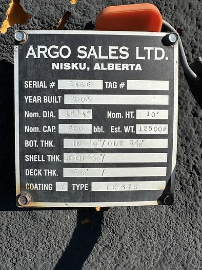 Used 200 BBL DW Insulated Heated Internally Coated Tank