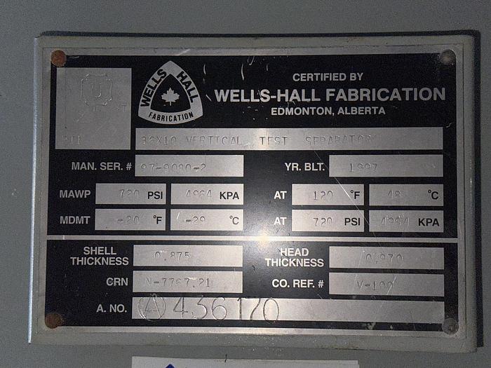 Used 48" 720 PSI Group Separator with 36" 720 PSI Test Separator and 8 Well Inlet Header