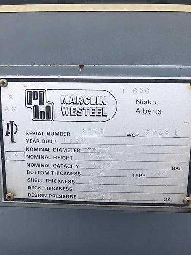 Used 2000 BBL Internally Coated Tanks