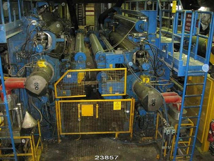 Used Kusters  Calender Two 3-Roll Soft Units, 150" Wide Rolls, Max Linear Pressure, 350 N/Mm, 2000Fpm Speed, Temperature 200 Degrees C 1 Ron Rolls, Temperature 110 Degrees C Covered Roll With Drive 3, Spare Rolls, Complete System #23857