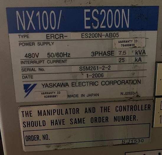 Used MOTOMAN ES200N 6 AXIS 200KG X 2,651MM HIGH REACH ROBOTS (40) AVAILABLE NX-100 CONTROLLERS