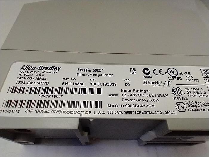 Used Allen Bradley Stratix 6000 1783-EMS0*T/B GH112