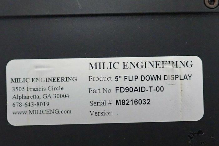 Used Milic Engineering FD90AID-T-00 Flight Display System 5" Flip Down Display
