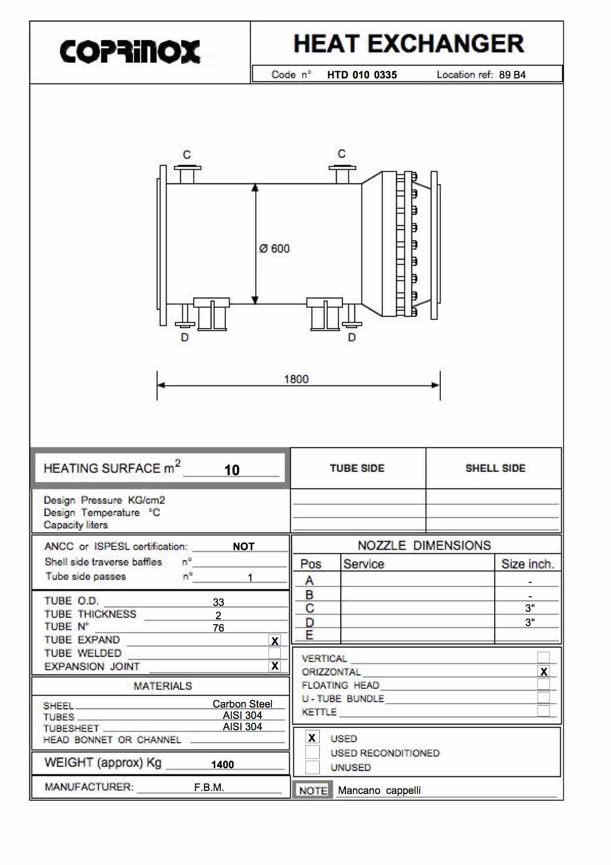 Usato Scambiatore di calore F.B.M. da 10 metri quadrati