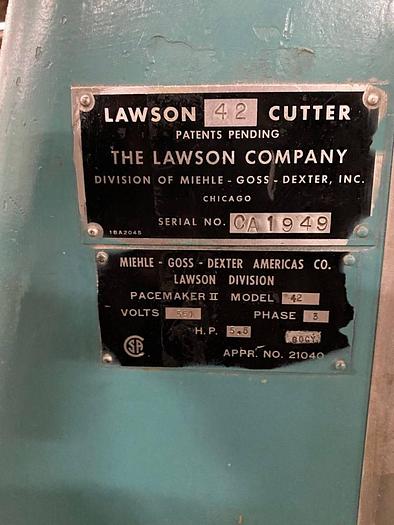 Used 42" LAWSON PAPER GUILLOTINE CUTTER WITH ACCUCUT CONTROLS