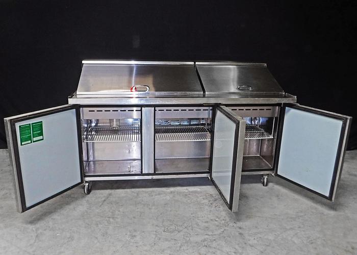 Used USED TURBO-AIR 3-DOOR REFRIGERATED SANDWICH PREP TABLE, MODEL MST-72-30