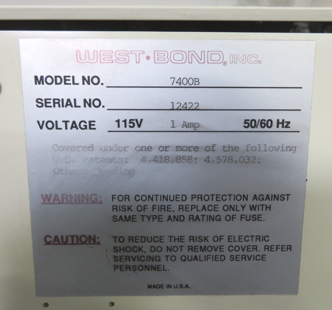 Used West-Bond 7400B Manual 45° Feed Wedge Wire Bonder (refurbished)