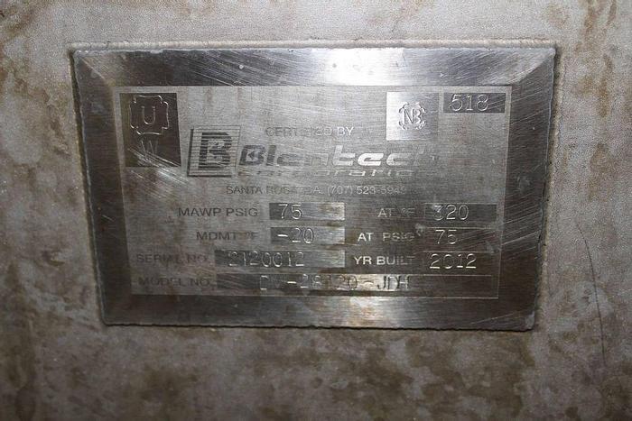 Used Blentech Blender, jacketed, hollow flight & injection. 2012 with Blentech Dumper