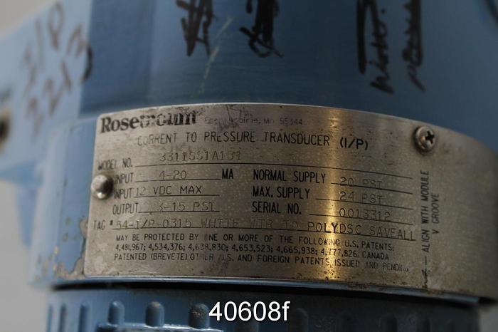 Used Rosemount 3311SS1A1B1 Current To Pressure Transducer #40608