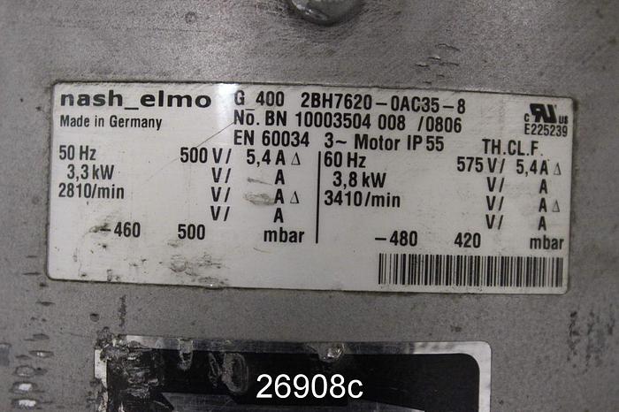 Unused Nash -Elmo G- 400 Nash-Elmo G-400 Blower. 2 Bh 7620-0Ac35-8. Unused. #26908