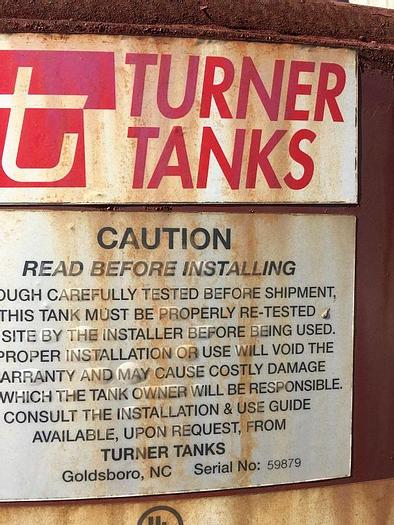 Used Turner Tank 1000 gallon carbon steel double-walled vertical fuel tank
