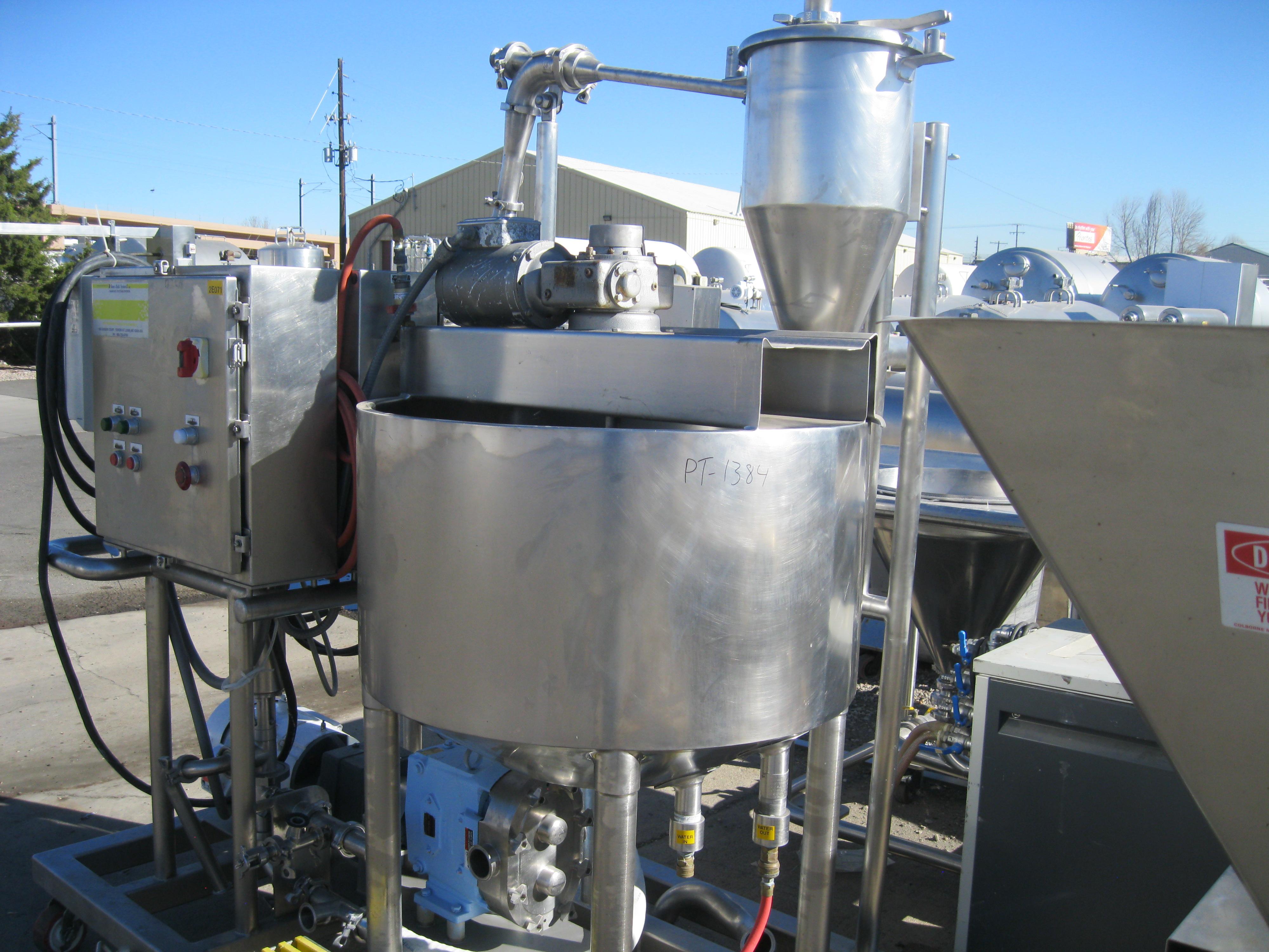 Used 100 GALLON MIXING TANK W/SKID FOR MIXING VISCOUS MATERIAL