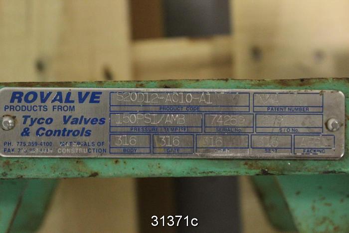 Used Rovalve S20D12-AC10-A1 12" Air Operated Knife Gate Valve #31371