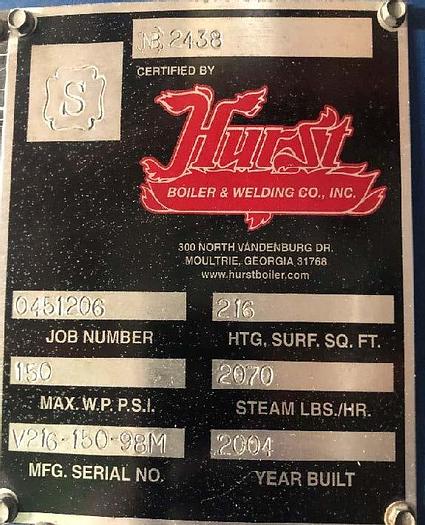 Used Boiler, 60 HP, Hurst, 150 PSI, Steam #S744642