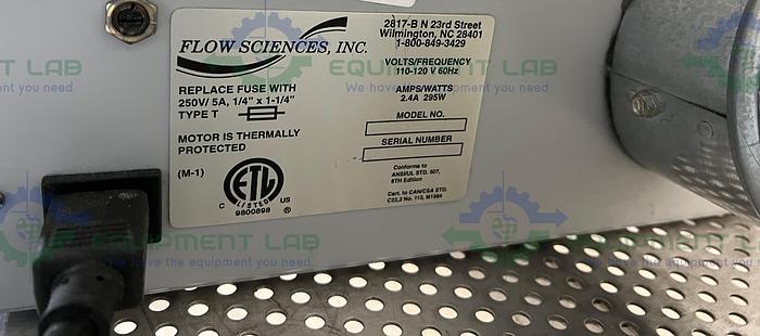Used Flow Sciences FS2020BKGVA 4' Vented Balance Safety Enclosure w/ FS-410-SS Motor