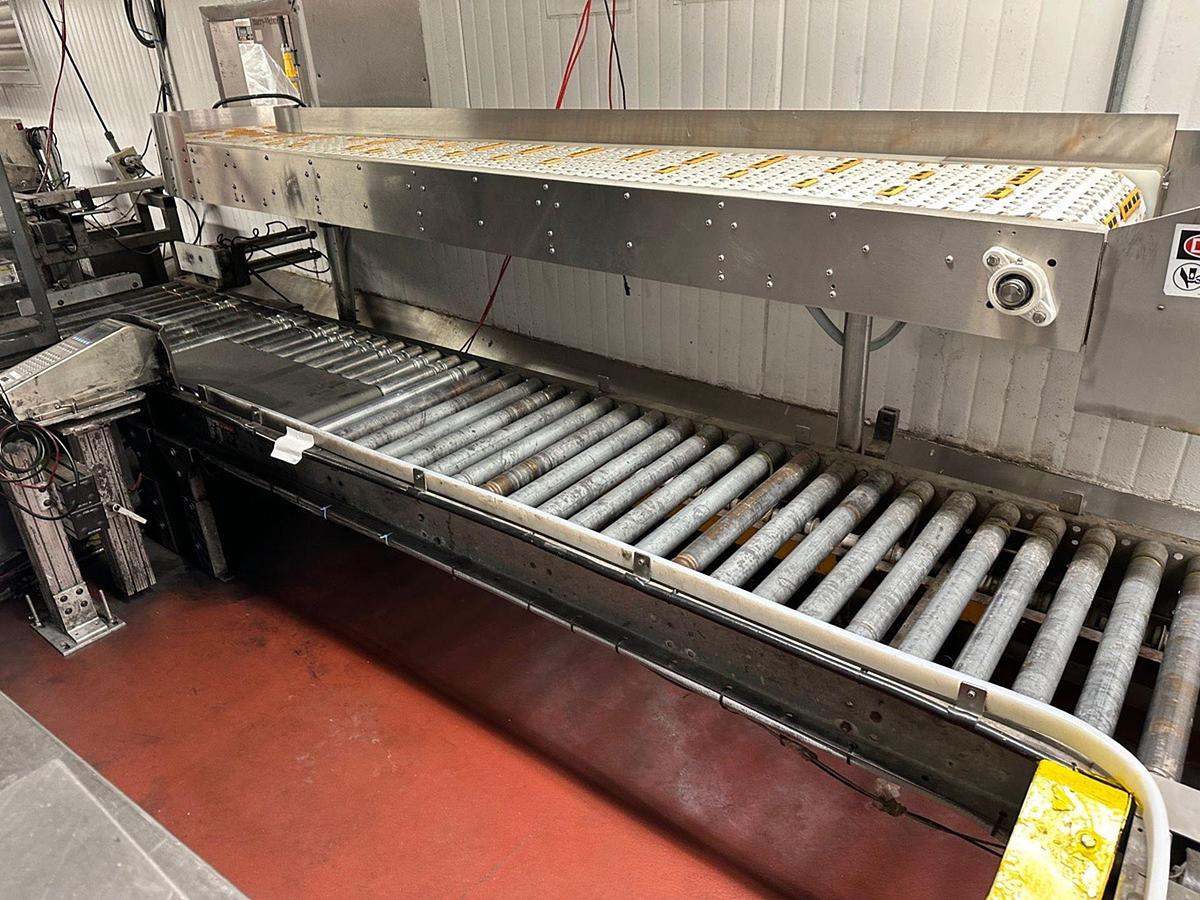 Used Power Roller Conveyor, 22" W x 155" OAL