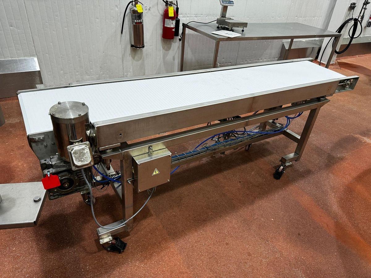 Used Stainless Steel Frame Conveyor Mounted on Casters, 16"W x 94"