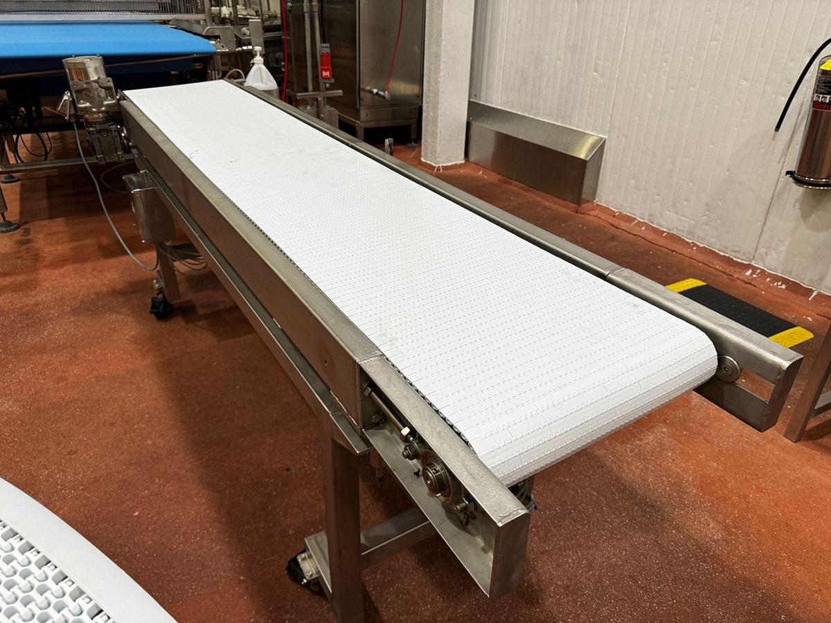 Used Stainless Steel Frame Conveyor Mounted on Casters, 16"W x 94"