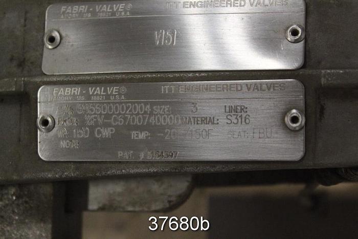 Used Fabri 3" Hand Operated Knife Gate Valve, C67 #37680