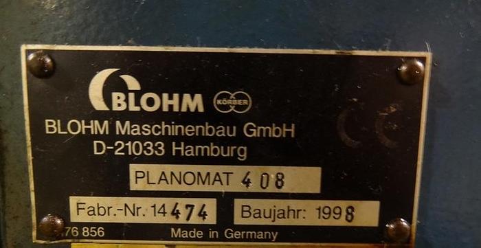 Used BLOHM PLANOMAT MODEL 408 CNC CREEP FEED GRINDER