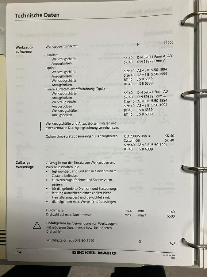 Used 2001 Deckel Maho DMC 63 V