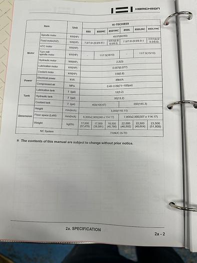 Used 2014 HWACHEON Hi-TECH 850L YMC