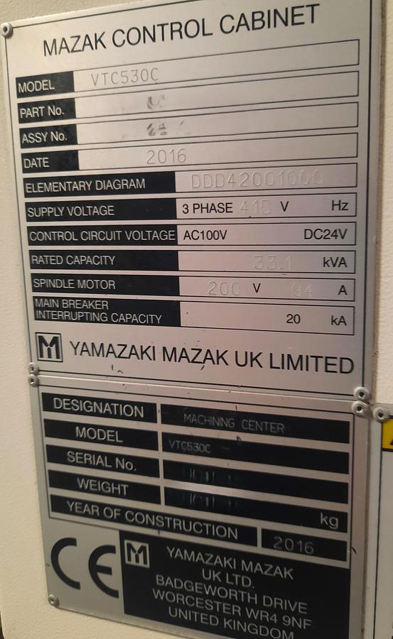 Used 2016 MAZAK VTC 530C