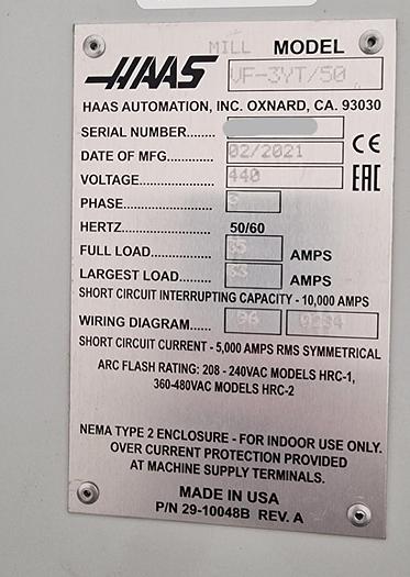 Used 2021 HAAS VF-3YT/50