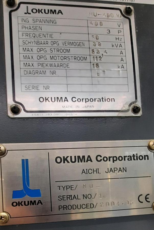Used 2004 OKUMA MU400VA + EROWA automation