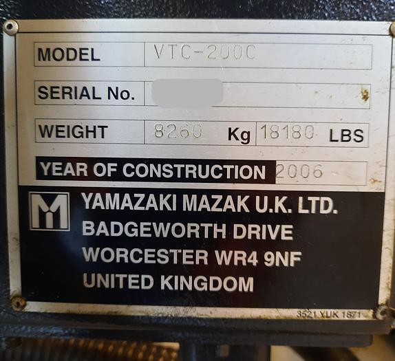 Used 2006 Mazak VTC-200C