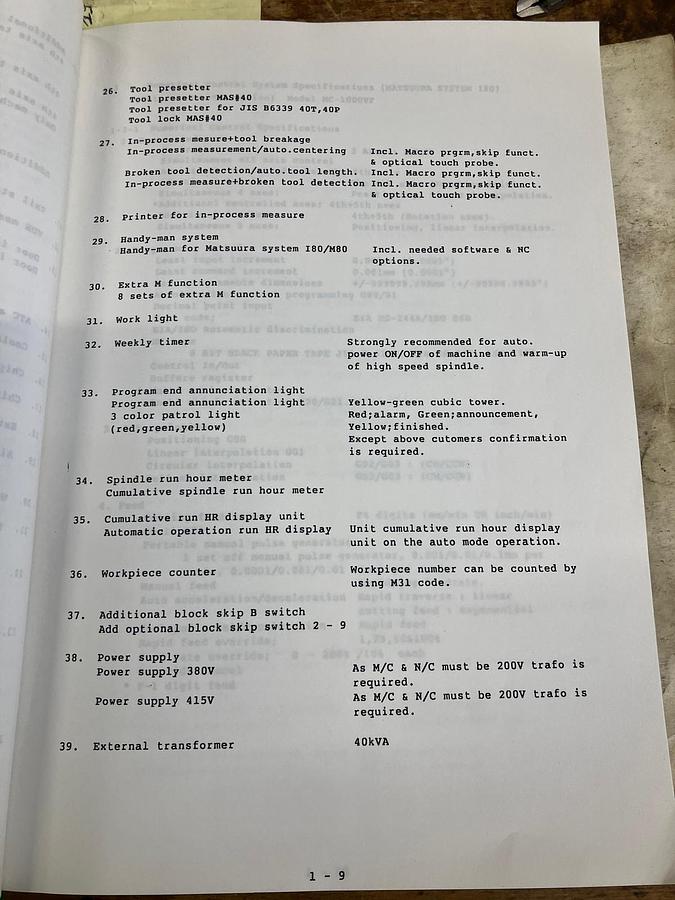 Used MATSUURA MC1000F