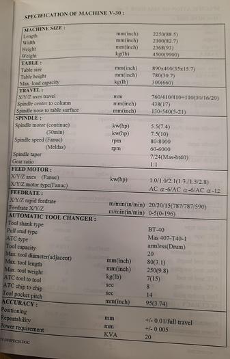 Used 1999 Leadwell V30
