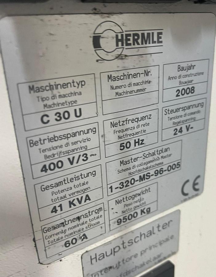 Used 2008 HERMLE C30U + ZM157 tool magazine