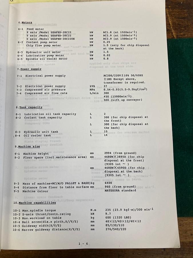 Used MATSUURA MC1000F