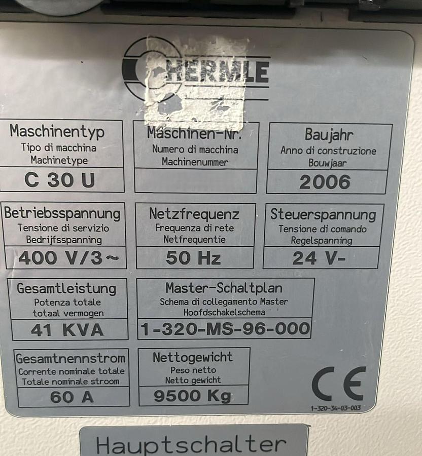 Used 2006 HERMLE C30U + RS automation + ZM157