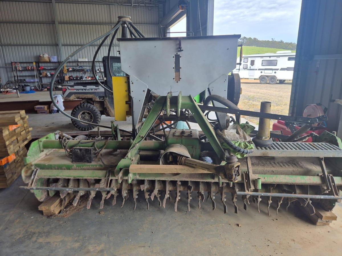 Used 2009 Celli FRANGOR 3m Rotary Tiller with PJ Green Air Seeder