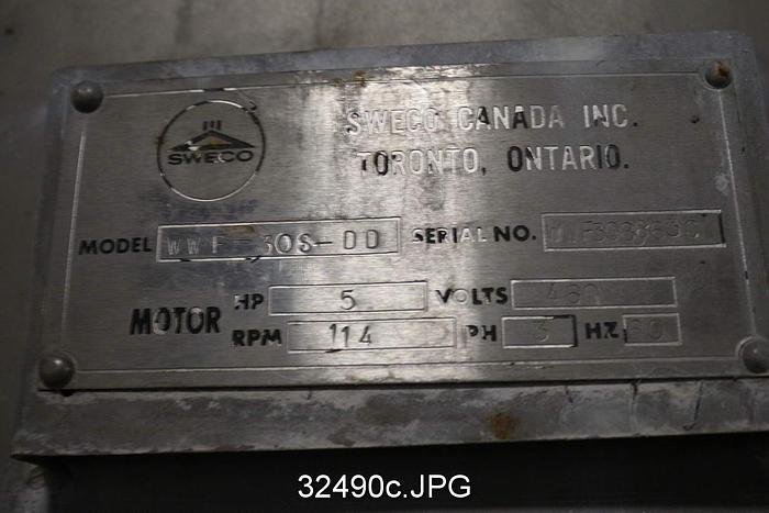 Used Sweco WWF-30S-DD White Water Filter #32490