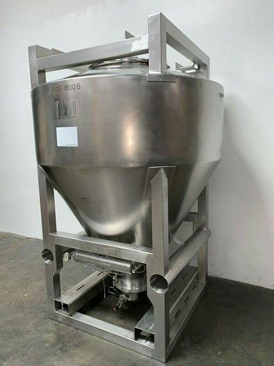 Used LB Bohle 1800 Liter Stainless Steel IBC Blending Tank Max Temp 100 C