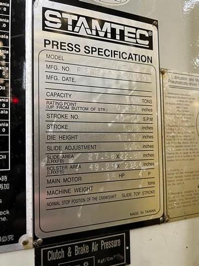Used 2012 Stamtec OCP-160 Single Point Gap Frame Press