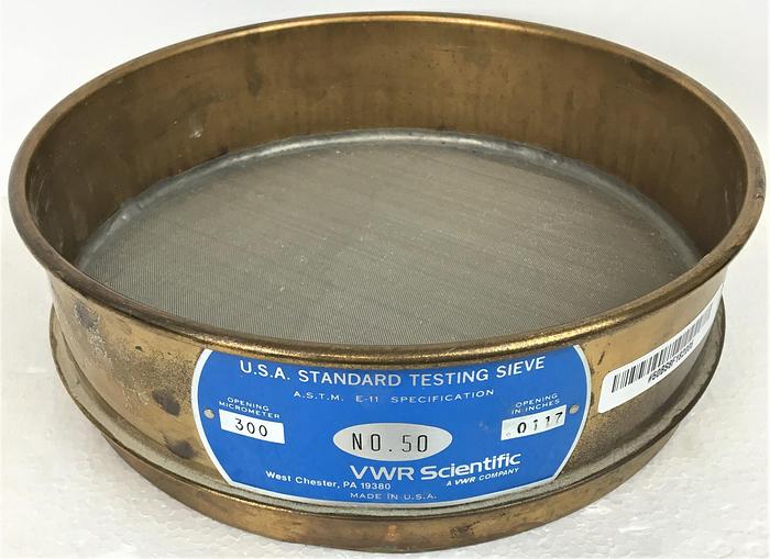 Used VWR #50 Brass-Stainless Steel 8" Sieve