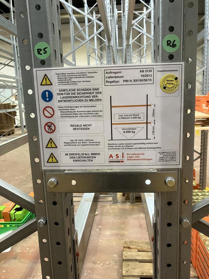 Used ASi Lagertechnik P90H, BX 100/5015 Schwerlastregale für Paletten